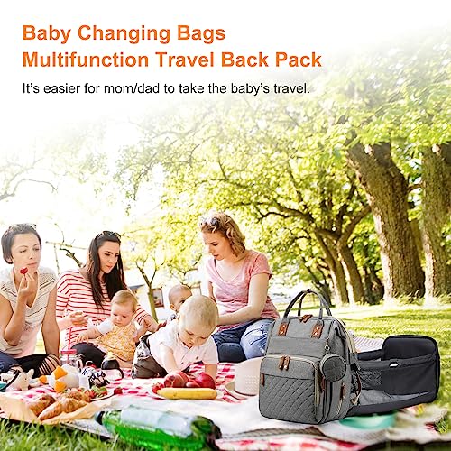 Diaper Bag Backpack with Changing Station (Grey)