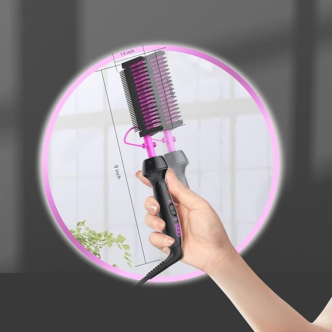 Dan Technology Mini Hot Pressing Comb 450℉ Dual Voltage Electric Straightener for Wigs and Natural Black Hair - Travel & Home Use