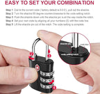 ZHEGE Luggage Locks, TSA Approved Locks, 3 Dial Zipper Lock - Image 7