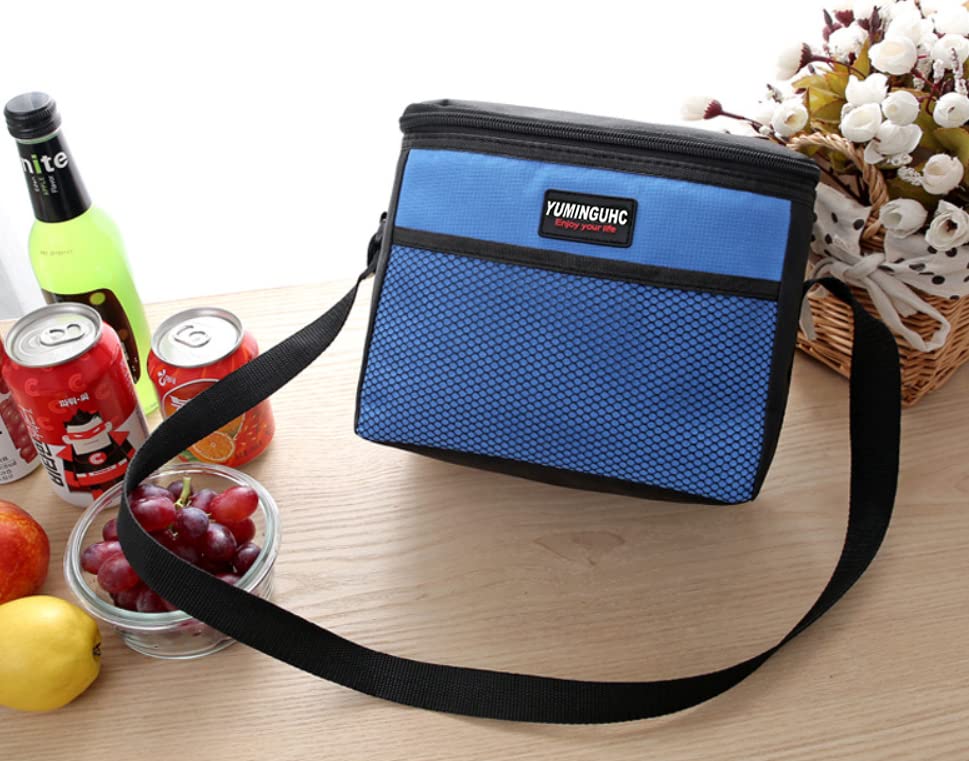 6 Can 5L Lunch Bag for Women Men Portable Lunch Box Small Cooler Bag Soft Collapsible Reusable Insulated Lunch Tote for Everyday Work Travel (Blue)