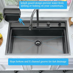 33 Inch Black Waterfall Kitchen Sink Workstation -Bokaiya 33x19 Drop In Kitchen - Image 6