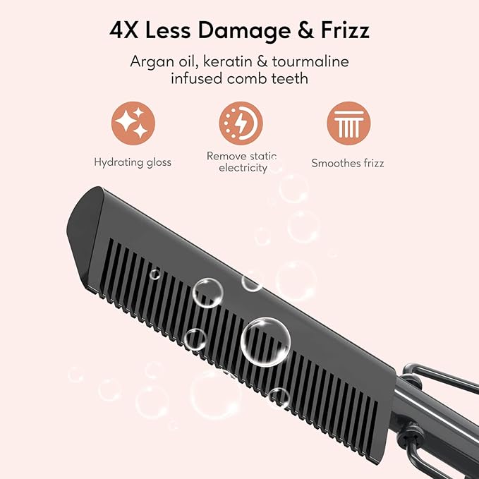 Terviiix Electric Hot Comb for Lace Front Wigs, Pressing Combs for Black Women Hair, Anti-Scald Straightening Comb with Keratin & Argan Oil Infused Teeth, Temperatures Adjustable, 60 Min Auto Shut Off