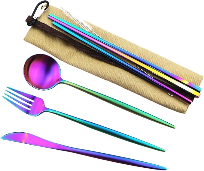 Gugrida Reusable Travel Utensils, 7 Piece Portable 304 Stainless Steel - Image 3