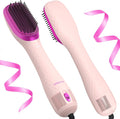 Longyu 3 in 1 Hair Dryer Brush Straightener 1200W Negative Ionic Hot Air Brush One Step Blow Dryer and Styler for Straightening Drying Smoothing (Pink)