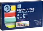 12 Pack Variety Reusable Food Storage Bags, Food Grade Silicone PEVA Material - Image 7