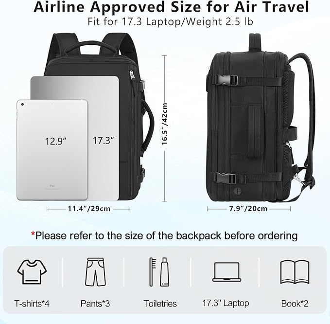 Travel Backpack for Women, Large Carry On Backpack for Travel, Waterproof - Image 2