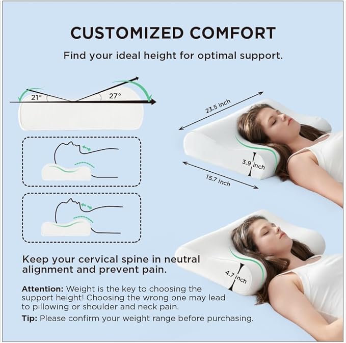 Bedsure Cervical Neck Pillow for Sleeping, Memory Foam - Image 2