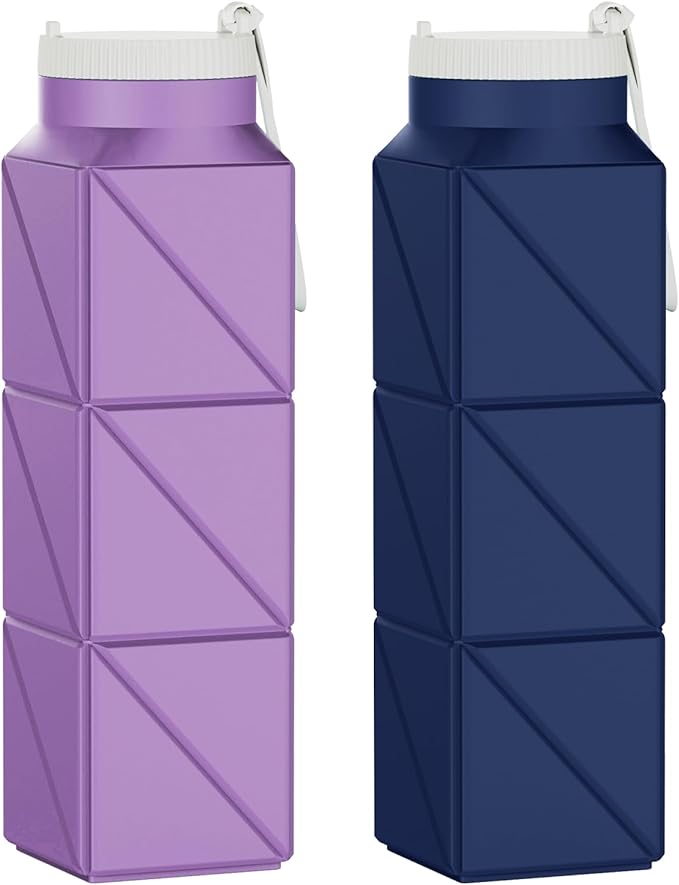 2pcs 610ml Collapsible Water Bottles Upgrade Foldable Water Bottle BPA Free by POPDIGITO