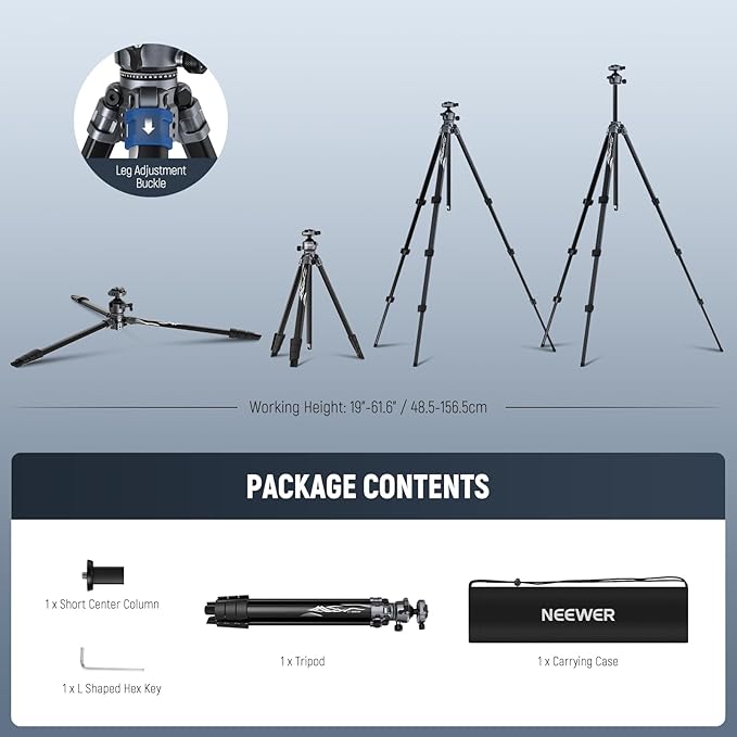 NEEWER LITETRIP LT07 61" Aluminum Travel Tripod Stand - Image 8