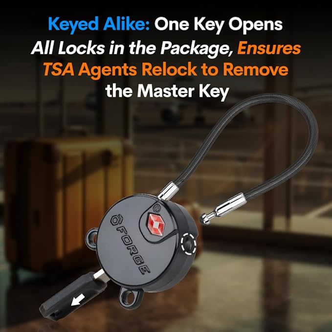 Forge TSA Approved Luggage Locks Ultra-Secure Dimple Key Travel Locks - Image 4