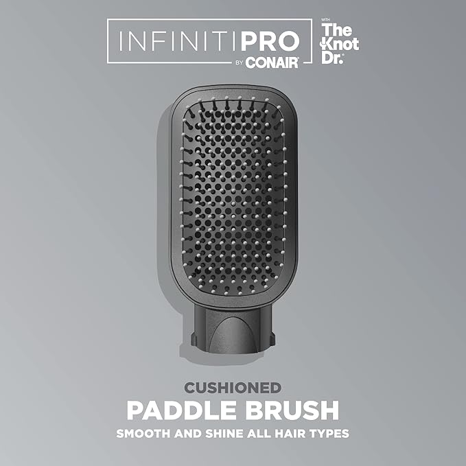 INFINITIPRO BY CONAIR The Cushioned Paddle Brush for Smooth and Shiny Hair - All Types, Compatible with Dryer Brushes