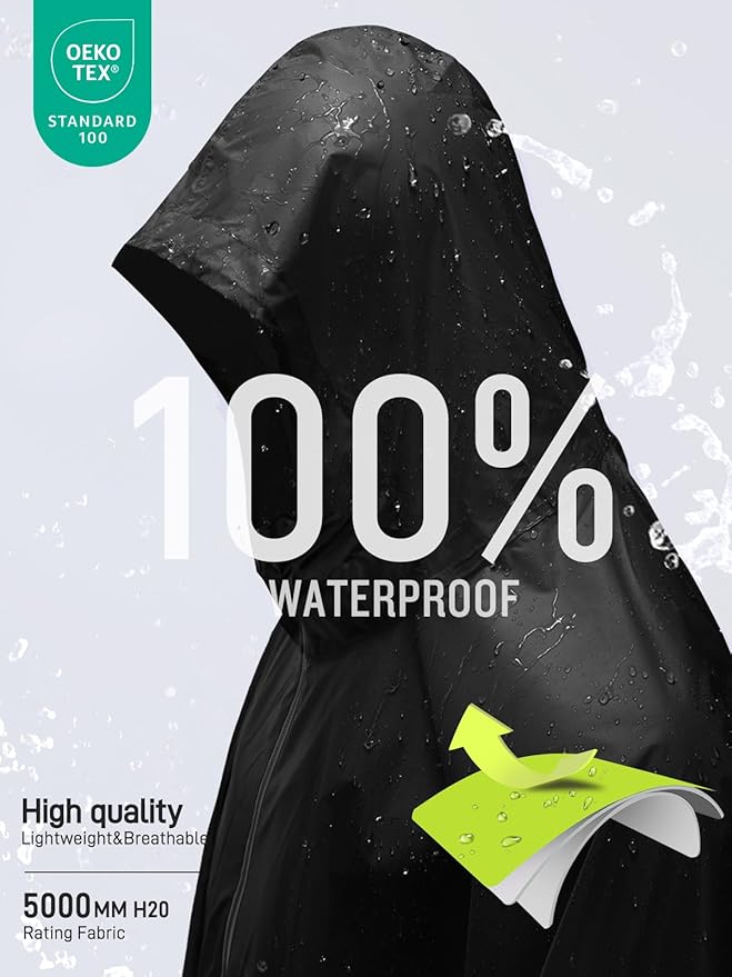 SaphiRose Hooded Rain Poncho Waterproof Raincoat Jacket - Image 3