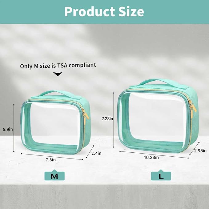 TSA Approved Travel Toiletry Bag, 2 Pack Clear Makeup Bags - Image 3