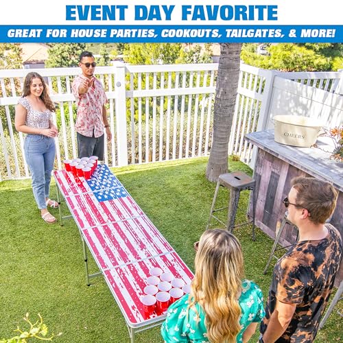 8 Foot Portable Beer Pong (8-Feet / American Flag)