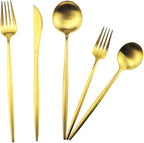 Gugrida 5-Piece 18/10 Stainless Steel Matte Gold Flatware Set - Image 7