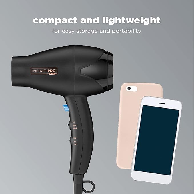 INFINITIPRO by CONAIR Travel Hair Dryer, Mighty Mini Compact Lightweight Professional AC Motor Hair Dryer| (Pack of 4)