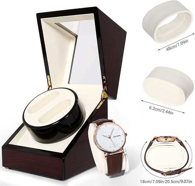 Uten Automatic Watch Winder Box Luxury Wooden Watch Storage Case, Double Watch - Image 5