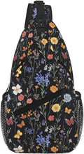 SUPLUCHOM Sling Bag Vintage Botanical Flower Wildflower Hiking Daypack by SUPLUCHOM