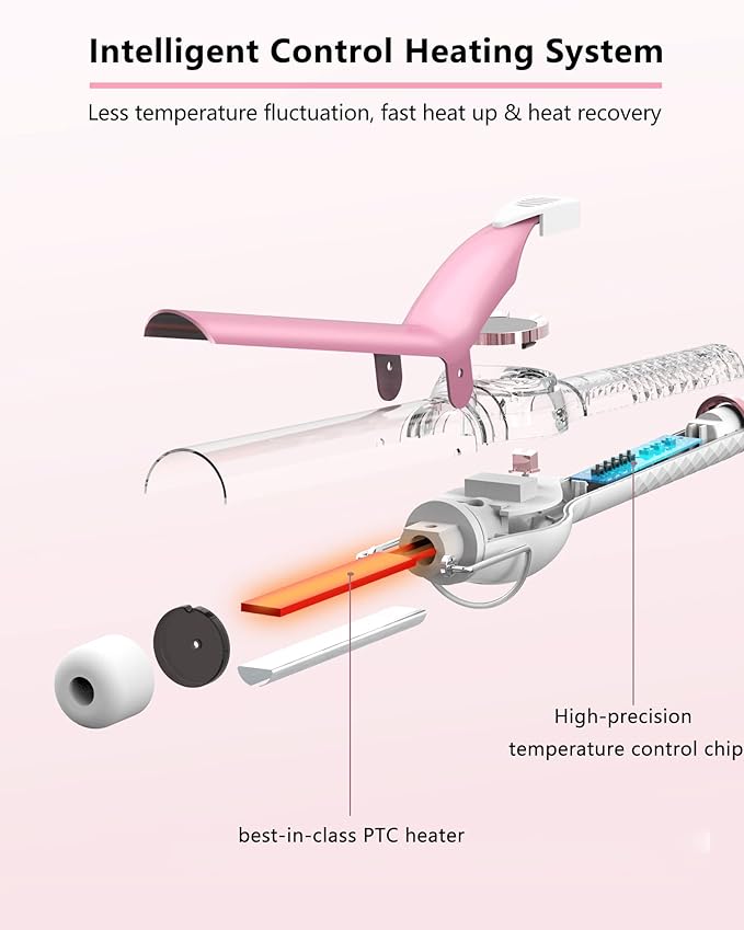 Digital Ceramic Curling Iron - 1 Inch Barrel for Bouncy Curls & Waves, Argan Oil Infused, Dual Voltage, Fast Heat Up