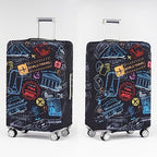 Travelkin Luggage Covers For Suitcase Tsa Approved Suitcase Cover Protector (World Marks-Colorful / XL)