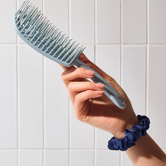 Kitsch Hair Brush Detangler – Flexi Flow Hair Brush for Women, Men & Kids | Detangling Brushes for Curly Hair with Bendable Frame, Bounce Curl Defining Brush for Wet or Dry Strands - Haze Blue