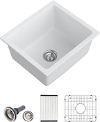 Dcolora 18 Inch Undermount Small Bar Sink Single Bowl Kitchen Sink White by Dcolora