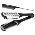 Clamp Hair Brush Straightener Detangler Comb Nylon Bristle Double Sided Straightening Air Vented Flat for Wet,Dry,Fine,Thick Natural Hair (White)