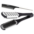 Clamp Hair Brush Straightener Detangler Comb Nylon Bristle Double Sided Straightening Air Vented Flat for Wet,Dry,Fine,Thick Natural Hair (White)