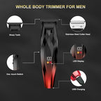 2-in-1 Professional Hair Clippers Set,Cordless Hair Clippers and T-Blade Trimmer Kit for Men,LCD Display,USB Rechargeable,Adjustable Guards,Waterproof,Beard & Body Grooming Kit (Red)