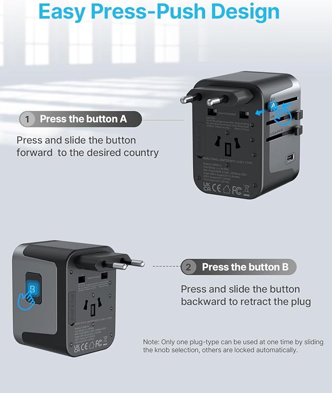 Universal Travel Adapter, VINTAR International Power Adapter - Image 3