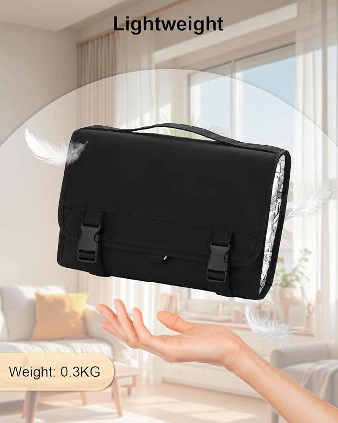 TANTO Travel Makeup Bag, Hanging Makeup Organizer Bag Lightweight Waterproof Large Cosmetic Case Black Toiletry Bag Portable Pouch for Makeup Accessories