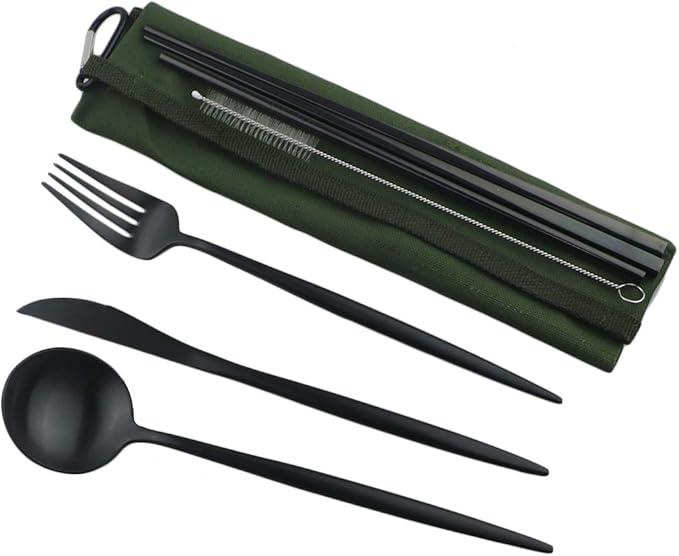 Gugrida Reusable Travel Utensils, 7 Piece Portable 304 Stainless Steel - Image 4