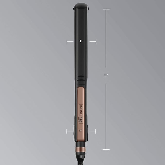 Infiniti PRO CONAIR Rose Gold Ceramic Flat Iron Hair Straightener,1-Inch Flat Iron with Extra-Long Plates,Including a Floating Plate,Advanced Heat Technology,Black,(Pack of 3)