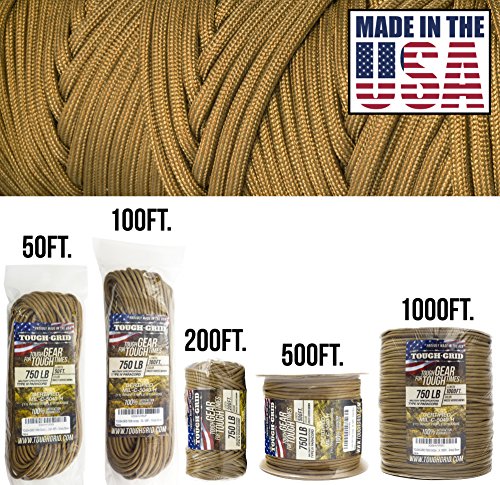 750 Paracord 100% Nylon (Grizzly Brown / 50 Ft.)