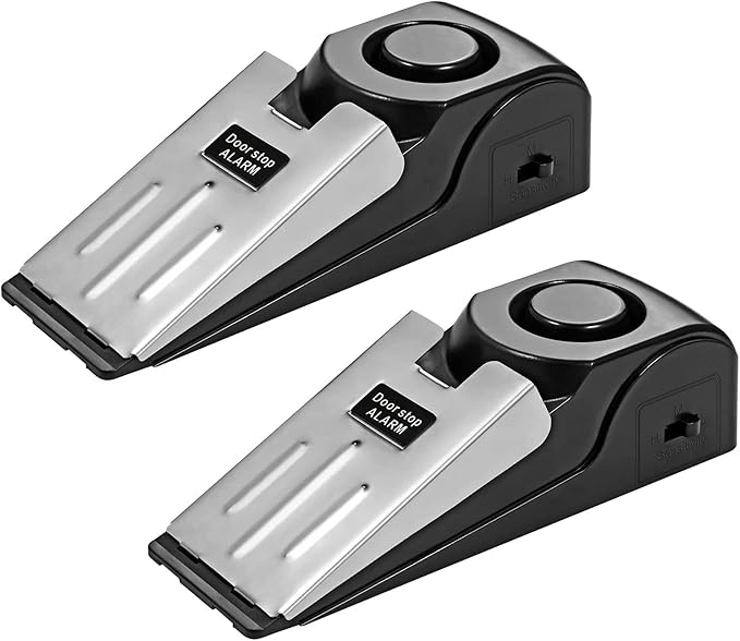 Door Stop Alarm 2 Pack, 120 dB Door Stopper Wedge Door Stops Alarm Great by TOWODE