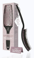 Curved Vented for Blow Drying - Boar Bristle Brush (Medium) with Comfortable Handle - Soft Bristle Brush for Thick and Fine Hair - Natural Boar Bristles for Women, Men & Kids - Rose Gold