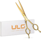 ULG Professional Hair Cutting Scissors 6.5 Inch – Sharp Barber Shears, Stainless Steel Symmetrical Salon Haircut Scissors for Women, Men, Kids, Gloss Paint Finish, Golden