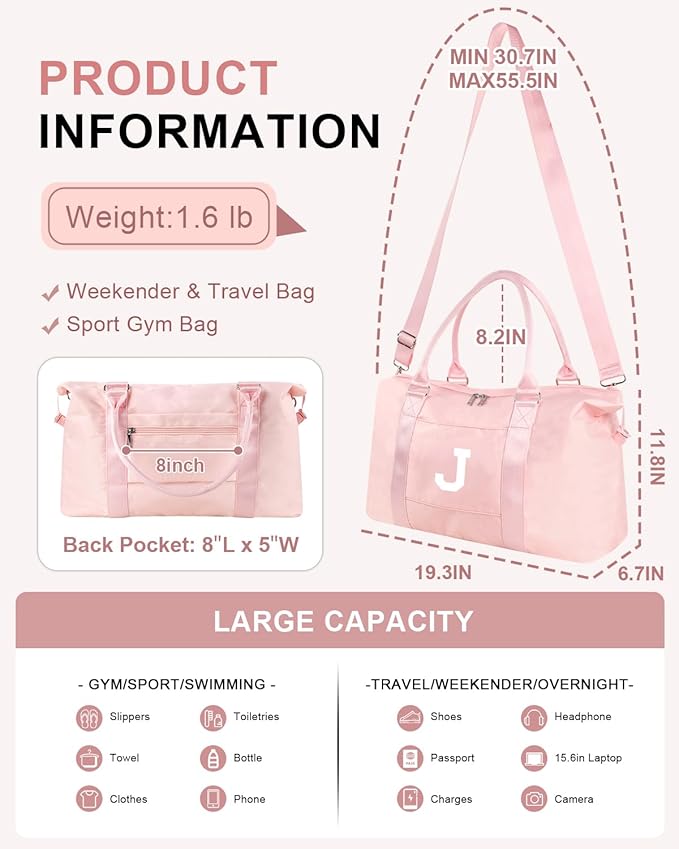 Initial Travel Duffel Bag Sports Gym Bag - Image 2