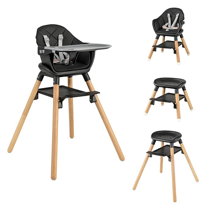 HONEY JOY Baby High Chair, 6 In 1 Convertible Wooden Highchair by HONEYJOY