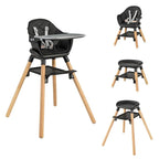 HONEY JOY Baby High Chair, 6 In 1 Convertible Wooden Highchair by HONEYJOY
