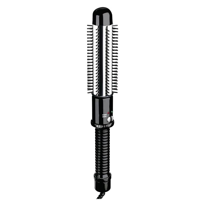 Conair Instant Heat Curling Iron Brush, 1 1/4-Inch Barrel Curling Brush for Short Hair, 30-Second Heat-Up with 25 Heat Settings for All Hair Types, Black