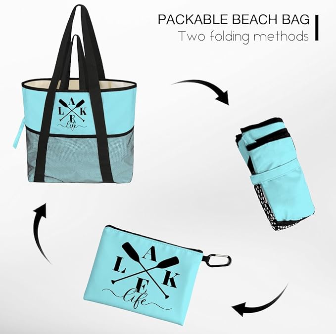 Sandproof Beach Bag with Zipper - Image 6