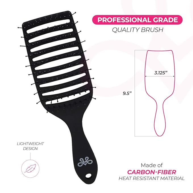 Milano Collection Women's & Men's Wet & Dry Detangler Brush For Styling Wigs & Curly, Straight or Wavy Natural Hair, Gentle Detangling Hair Brushes wide bristle design untangles hair like a Pro