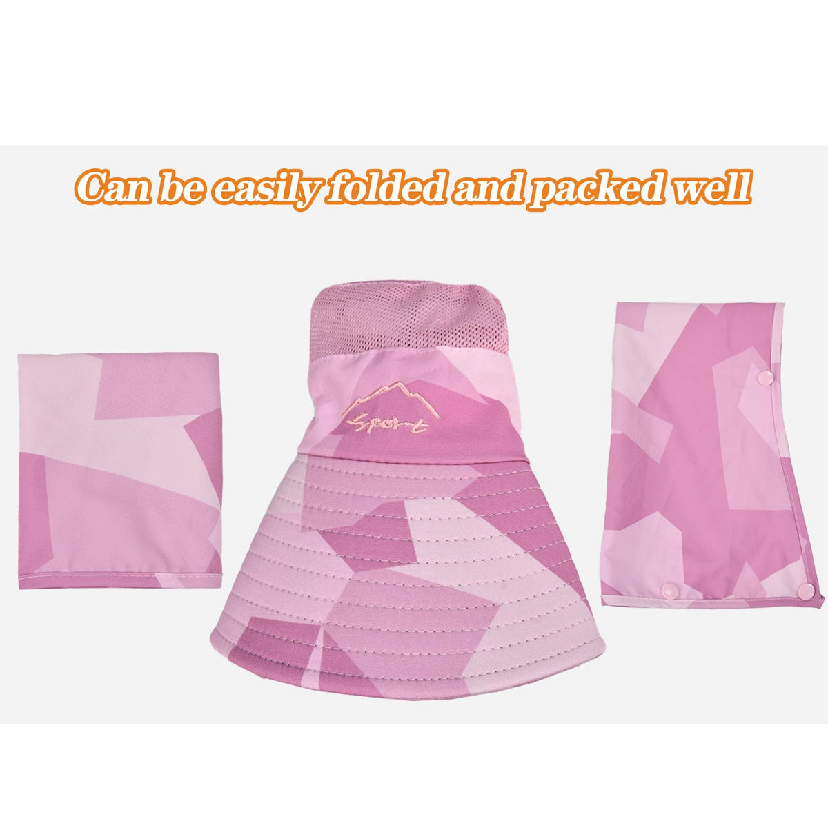 Sun Hats for Men Women Fishing Hat UPF 50+ Breathable Wide Brim Summer UV Protection Hat with Face Cover & Neck Flap (Camo Pink(with Face Cover & Neck Flap ))