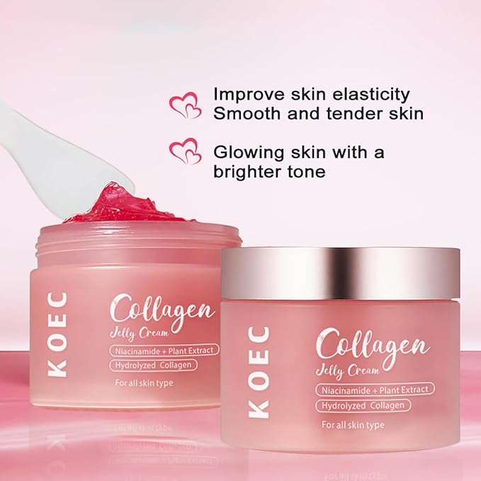 Collagen Jelly Cream,Contains Niacinamide & Freeze Dried Hydrolyzed Collagen Cream,Reduce Dullness & Fine Lines,Skin Care Face Moisturizer (3.38 fl.oz)
