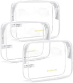 BAGSMART Clear Toiletry Bag, 3 Packs TSA Approved Water Resistant Quart Size by BAGSMART