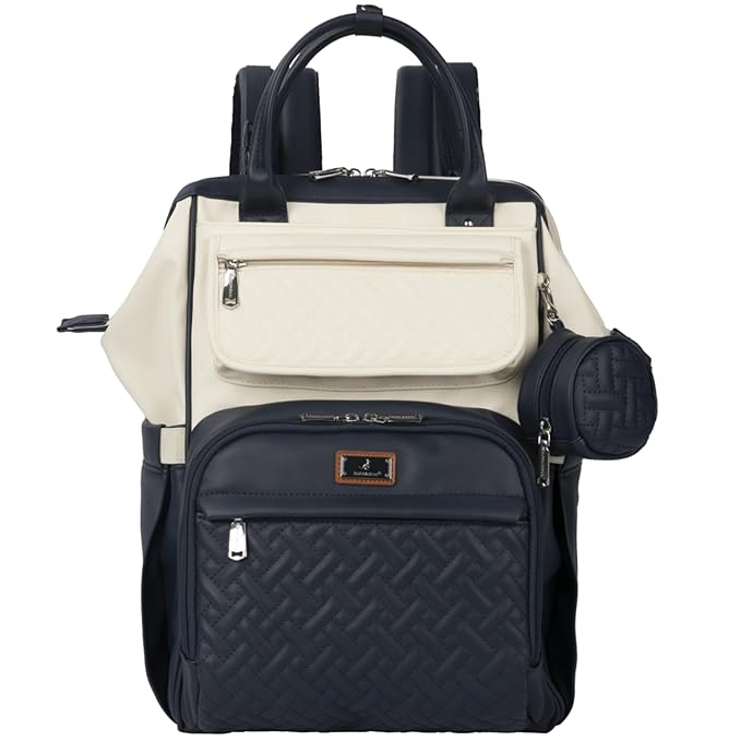 BabbleRoo Leather Diaper Bag Backpack, Unisex Stylish Travel Back Pack Nappy by BabbleRoo
