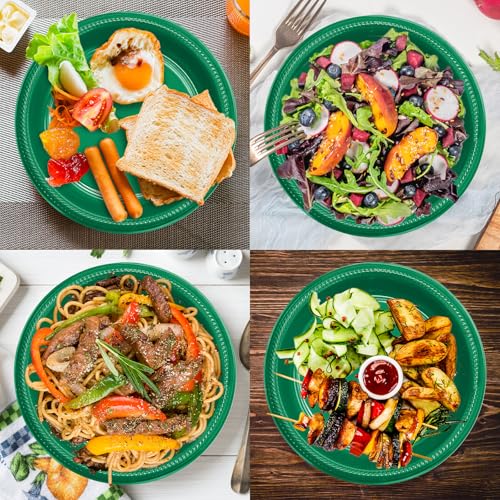 100 Pcs 10 Inch Green Plastic Plates (Green / 100 Pcs)