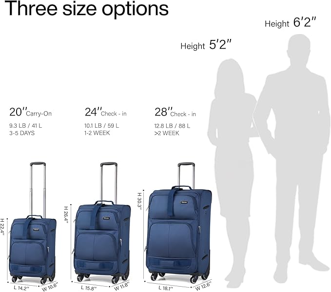 Hanke 3 Piece luggage Sets Softside Expandable luggage - Image 5
