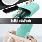 Heat Resistant Silicone Hair Iron Mat and Pouch,Portable Travel Hair Straightener Mat and Holder for Hair Styling Tools.1 Pack.(Mint Green)